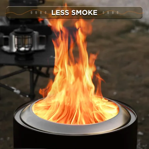 Miniatura 4 de TURBRO Chimenea sin humo de 19 pulgadas para quemar leña al aire libre, estufa de camping portátil de acero inoxidable con soporte, bandeja