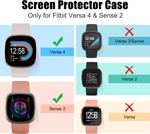 Miniatura 2 de Protector de pantalla compatible con Fitbit Sense 2/Versa 4 Carcasa, Carcasa de TPU suave plateada, Protector de pantalla protectivo integral