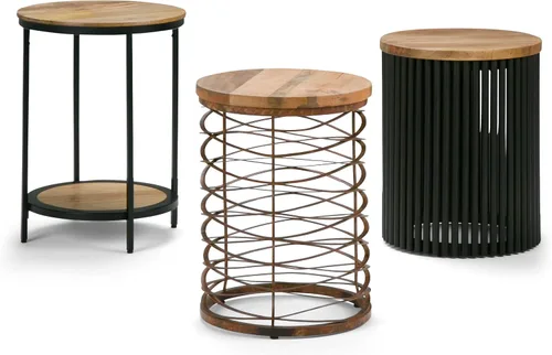 Miniatura 11 de SIMPLIHOME Jenna - Mesa auxiliar de metal, mesa redonda de metal sólido de 18 pulgadas de ancho, mesa auxiliar natural industrial o mesa pequeña