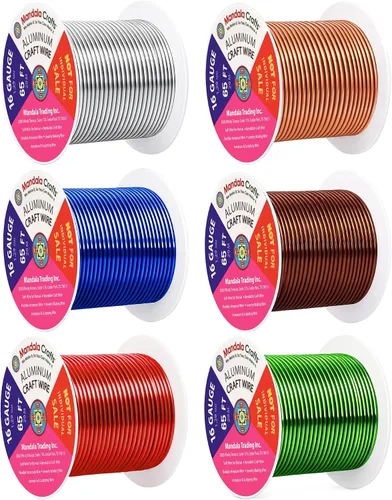 Miniatura 72 de Mandala Crafts - Alambre de aluminio anodizado de 8 calibre para hacer joyas - 9.75 m de alambre flexible negro colorido - Flexible para bonsái
