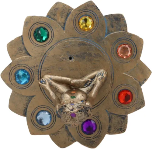 Miniatura 6 de Ebros Gift Luna sagrada Femenina Triple Diosa Yoga Meditación con Zona de Chakra Cuentas de Color Flor de loto Incienso Soporte para quemador Figura