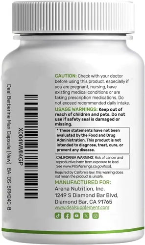 Miniatura 7 de DEAL SUPPLEMENT Berberine Max Suplemento con cúrcuma, 5,000 mg por porción, 240 cápsulas vegetales – 97% HCl de berberina pura – Extracto de raíz