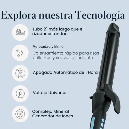 Miniatura 3 de Bio Ionic Rizador de Cilindro Largo, Rizador de Pelo con Tecnología de Calor Húmedo y NanoIónico MX, Varita Rizador Versátil Negro