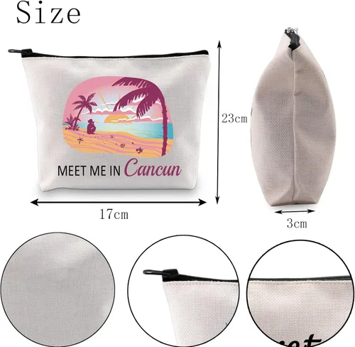 Miniatura 6 de POFULL Regalo de vacaciones en Cancún México Cancún Regalo de despedida de soltera Meet Me In Cancún Bolsa de cosméticos de viaje, Bolso Cancún