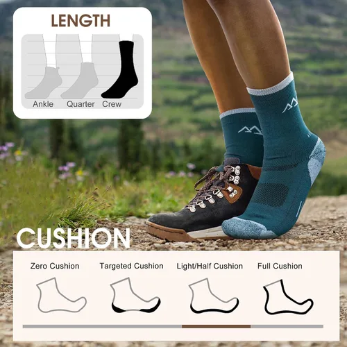 Miniatura 11 de innotree 3 Pack Men's Merino Wool Hiking Socks, Micro Crew Cushioned Hiking Walking Thermal Moisture Wicking Trekking Socks