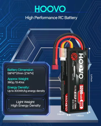 Miniatura 3 de HOOVO 3S Lipo Batería 11.1V 80C 5200mAh RC Batería Caso Duro con T Plug para RC Coches RC Camión Helicóptero Avión