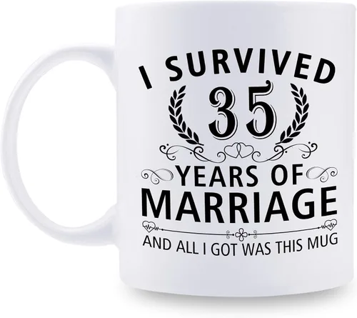 Miniatura 57 de Taza de café de 11 onzas con texto en inglés "I Survived 50 Years of Marriage and All I Got Was This Cup" para el 50 aniversario de boda y para él