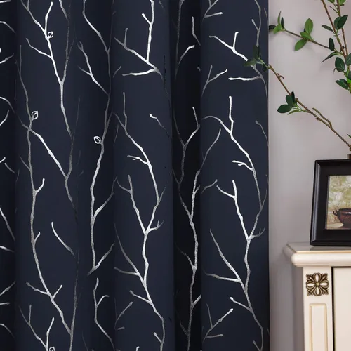 Miniatura 58 de BUHUA - Cortinas opacas blancas, cortinas plateadas, juego de 2 paneles de cortinas con ojales para dormitorio, elegante tratamiento de ventana