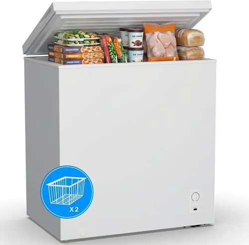 Congelador de pecho de 7.0 pies cúbicos, pequeño y compacto con 7 termostatos ajustables, 2 cestas extraíbles, ahorro de energía, mini congelador de