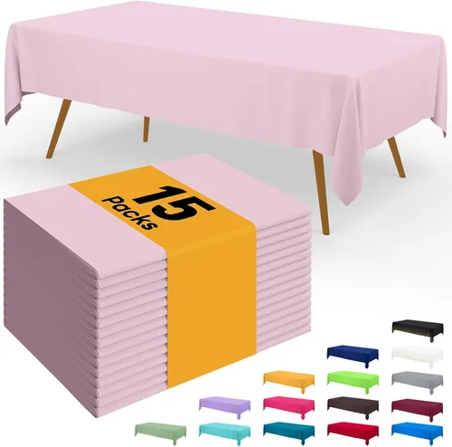 Miniatura 70 de Smiry - Juego de 6 manteles desechables, 54 x 78 pulgadas, manteles impermeables rectangulares para fiestas, cubierta de mesa de plástico