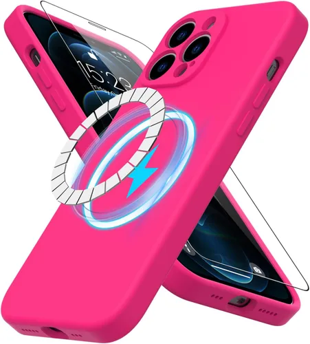 Miniatura 30 de DEENAKIN Funda magnética de silicona para iPhone 12 Pro con protector de pantalla, compatible con MagSafe, protección de cámara, funda protectora