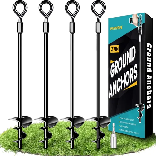 Miniatura 7 de Anclajes de Tierra, Anclajes para Columpios de Servicio Pesado, Anclaje de Tierra en Espiral para Trampolín, Camping, Cobertizo, Toldos, Anclaje