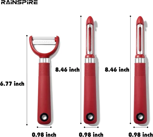 Miniatura 5 de Rainspire Juego de pelador de 3 piezas, pelador de verduras giratorio de alta calidad, accesorios de cocina, pelador de manzanas, pelador de papas
