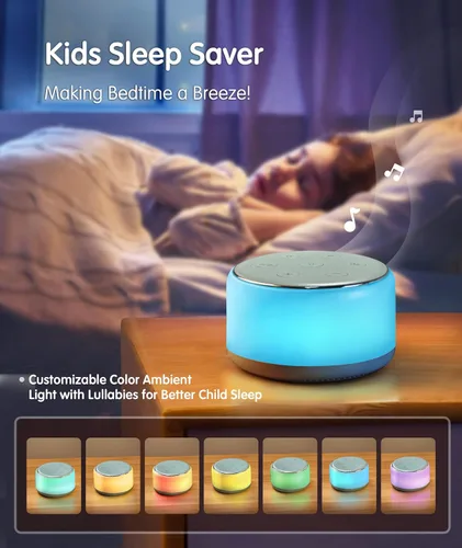 Miniatura 5 de FamiSym Máquina de Ruido Blanco para Bebé para Dormir con Luz Nocturna – 34 Sonidos Relajantes, Máquina de Ruido Blanco Recargable para Niños