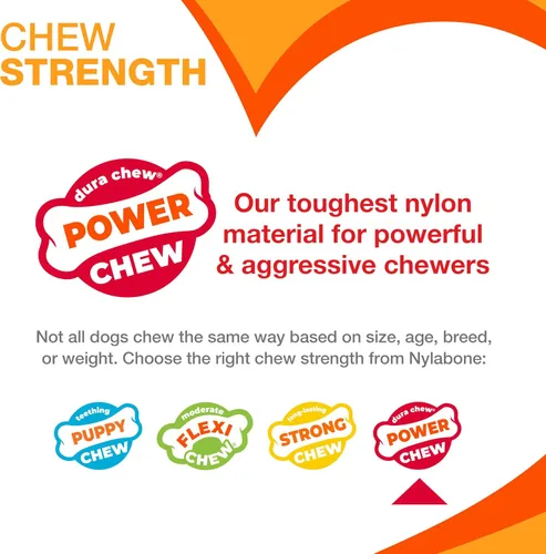 Miniatura 4 de Nylabone Original Bone Power - Paquete de valor de juguetes masticables para perros, juguetes duraderos para perros masticadores agresivos, sabor