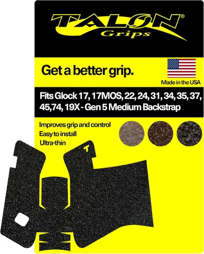 Talon Grips - Agarre adhesivo para Glock 17, 17 MOS, 22, 25, 31, 34, 35, 37, 45, 74, 19X - Fabricado en los Estados Unidos - Fácil instalación,