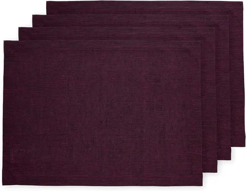 Miniatura 39 de Solino Home Athena - Juego de 4 manteles individuales cuadrados de lino natural claro de 14 x 14 pulgadas, manteles individuales 100 % lino puro