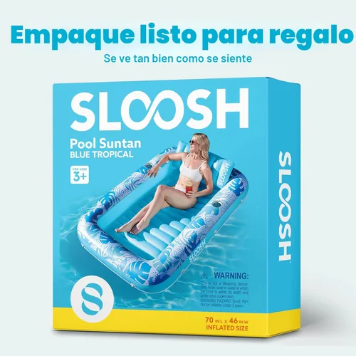 Miniatura 8 de Flotador inflable de bronceado para piscina Sloosh, 70 x 46 pulgadas, flotadores de piscina para adultos con almohada, 4 en 1, balsa de baño de sol