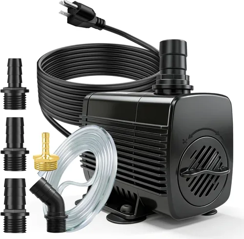 SongLong Bomba sumergible de fuente de cable de 25 W, 400 GPH y 10 pies con tubo, protección contra sobrecalentamiento, para jardín, estanque e