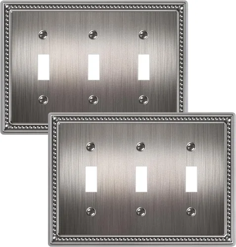 Miniatura 31 de Paquete de 4 placas de cubierta para interruptor de luz de palanca individual, cubiertas decorativas de perlas, placa de pared de metal almendra