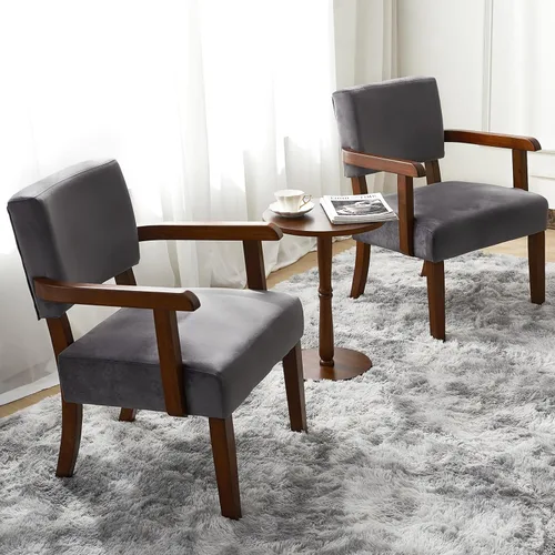 FAGAGA Juego de 2 Sillas de Acento con Mesa, Sillas de Sala de Estar con Asiento y Reposabrazos VelvetSoft para Sala de Estar Dormitorio Sala de