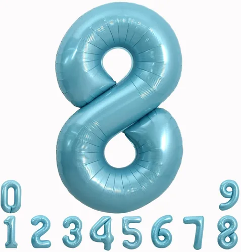 Miniatura 73 de TONIFUL 40 Inch Pastel Blue Number 8 Foil Balloons Large Mylar Foil Digital 8 Balloons for 8th Birthday, Gender Neutral Party, Baby Shower, Oro rosa