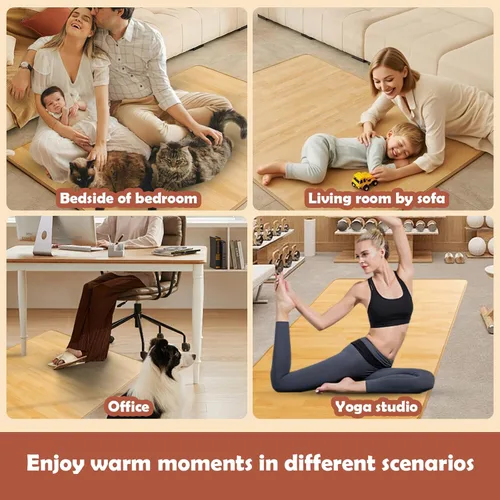Miniatura 7 de Alfombra grande con calefacción por infrarrojos, portátil, calentador de suelo radiante, tapete de yoga calentado debajo del escritorio