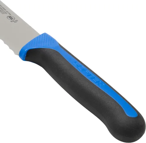 Miniatura 2 de Winco Sof-Tek, cuchillo de pan/pastelería de 10 pulgadas de ancho, mango de agarre suave, plata/negro/azul Plateado/Negro/Azul
