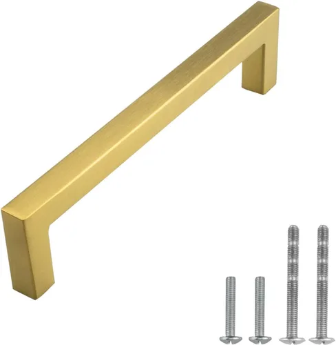 Miniatura 15 de Modket Paquete de 5 manijas cuadradas europeas para gabinete, acero inoxidable 304, longitud total de 16-7/8 pulgadas, orificios centrales de 16-1/2