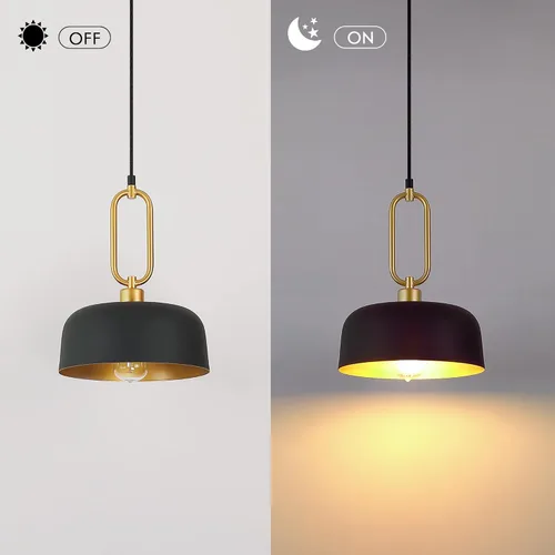 Miniatura 4 de Lámpara colgante industrial, paquete de 2 luces colgantes negras de granja, lámparas de techo colgantes vintage para cocina, isla, pasillo, comedor
