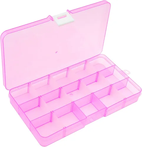 Miniatura 11 de 1 caja organizadora de plástico de 6.7 x 3.9 in con divisores ajustables, caja de almacenamiento de joyas para suministros de oficina, cuentas, Azul