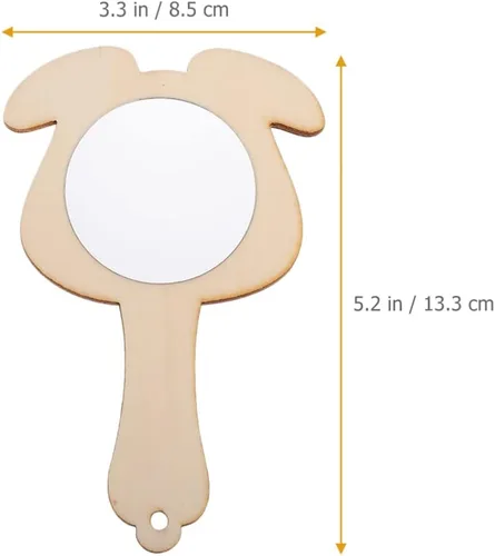 Miniatura 7 de Kisangel 10 espejos de mano pequeños de madera para niños y niñas, espejos de manualidades sin terminar para actividades familiares y proyectos