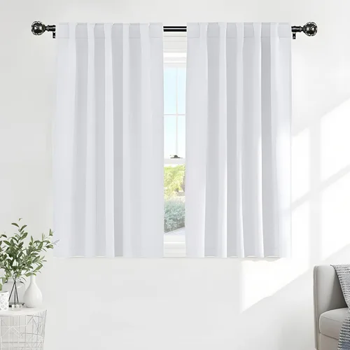 Miniatura 52 de PONY DANCE Cortinas cortas con aislamiento térmico para ventana pequeña, para guardería, baño, cocina, lavandería, caravana, sótano, 29 pulgadas
