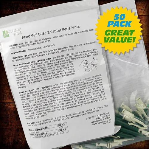 Miniatura 4 de Luster Leaf DR-50 - Clips para plantas repelentes de ciervos y conejos, color verde