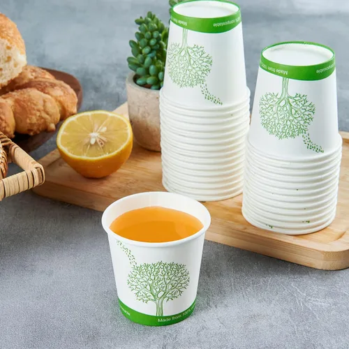 Miniatura 3 de ECOLipak 500 unidades de tazas de papel compostables, tazas de papel de 4 oz para espresso y café con revestimiento de PLA, tazas de papel Paquete