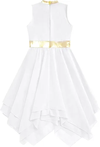 Miniatura 152 de CHICTRY Vestido de baile lírico sin mangas asimétrico para niñas, disfraz de adoración litúrgica contemporánea