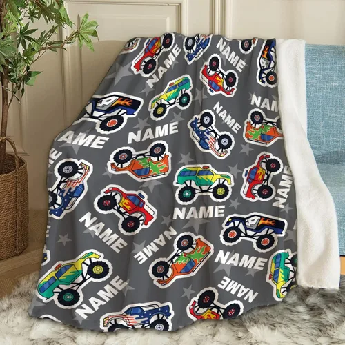 Miniatura 28 de Manta de Bebé Personalizada Camiones de Construcción Personalizados Camión Volquete Mantas con Nombre para Niños, Niñas y Pequeños Manta Suave