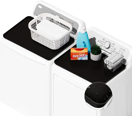 Miniatura 8 de SEIRI 2 piezas Cubiertas y Tapetes para Lavadora y Secadora para la Parte Superior, 26'' x 18'' Tapete Protector Superior de Silicona para Secadora