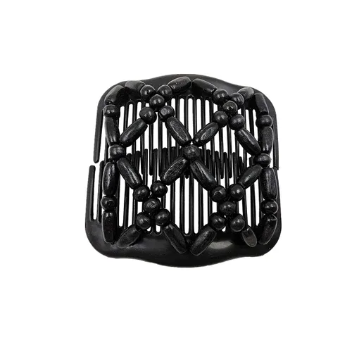 Miniatura 2 de Peines mágicos para el cabello para mujer, con cuentas de madera, elásticos, de doble cara, accesorios para el cabello, paquete de 5