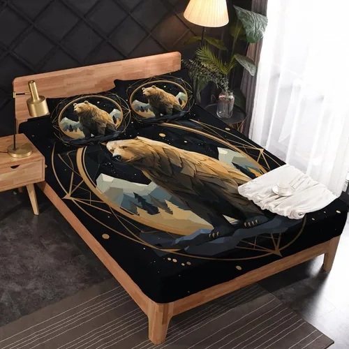 Miniatura 2 de Bear Sheets tamaño individual – Sábanas de microfibra suave y bolsillo profundo y sábanas con patrón sin arrugas, 3 piezas
