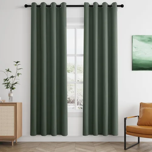Miniatura 92 de Cream Linen Blackout Curtains 90 Length 2 Panels Set for Living Room Bedroom, 100% Black Out Thermal Insulated Linen Drapes, Room Darkening Grommet
