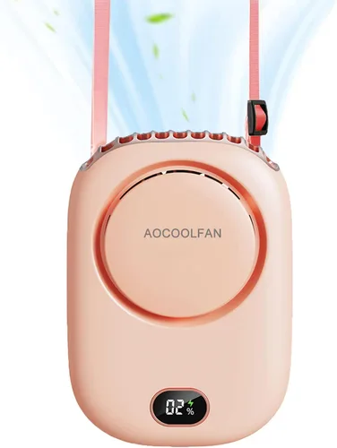 Miniatura 13 de AOCOOLFAN Ventilador de cuello portátil, mini ventilador de mano personal pequeño recargable por USB de 3 velocidades para niñas, niños y mujeres