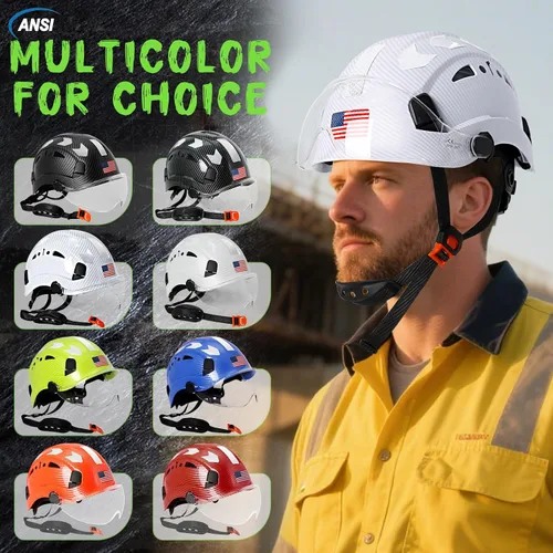 Miniatura 8 de Aolamegs Carbon Fiber Pattern Hard Hat with Visor, ANSI Z89.1 Vented Safety Helmet, OSHA Approved Construction Hardhat for Men, 6-Point Suspension