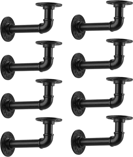 Miniatura 10 de Soporte de estante de tubo de 1/2 pulgada, soporte de estante flotante montado en la pared, soporte de metal colgante de pared punk de vapor