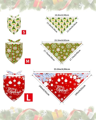 Miniatura 2 de PET SHOW 50 Pack Bandanas Navideñas para Perros Grandes XL Lavables Feliz Año Nuevo Bandanas en Triángulo a Granel Baberos para Perros Medianos