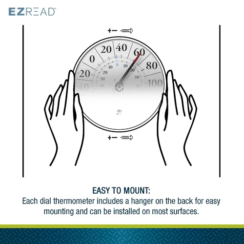 Miniatura 5 de Headwind Consumer Products EZREAD - Termómetro de esfera colgante, termómetros meteorológicos para uso en interiores y exteriores, diámetro grande