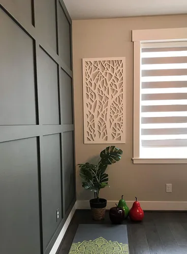 Miniatura 4 de VIMA Panel de pared decorativo (árboles gemelos), 48 pulgadas de largo x 24 pulgadas de ancho x 1/2 pulgadas de alto, panel de PVC de color blanco