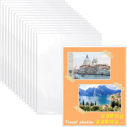 Miniatura 10 de VOKOY 25 Pack No Holes Sheet Protectors, 8.5" x 11", Letter Size Heavy Duty Clear View Page Sleeves Protectors, Clear Paper Document Artwork