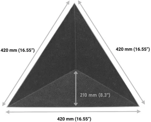 Miniatura 2 de (2 Pack) — Espuma acústica para absorción de sonido y difusión en esquinas de techo, trampa de bajos «Triángulo» con placa HDF laminada perforada