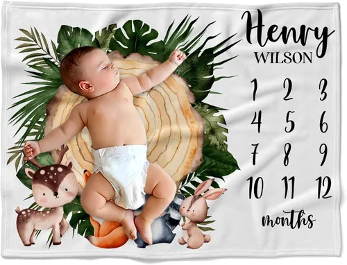 Miniatura 31 de Manta de bebé personalizada de Woodland, Manta de bebé con temática de bosque, Manta de bebé personalizada, Manta de bebé niño, Manta de bebé